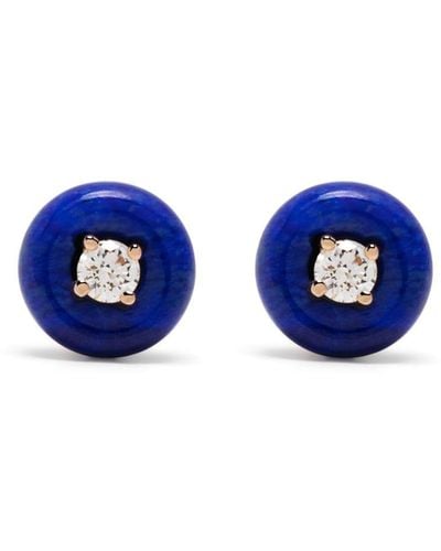 Fernando Jorge 18kt Rose Gold Orbit Small Diamond And Lapis Lazuli Studs - Blue