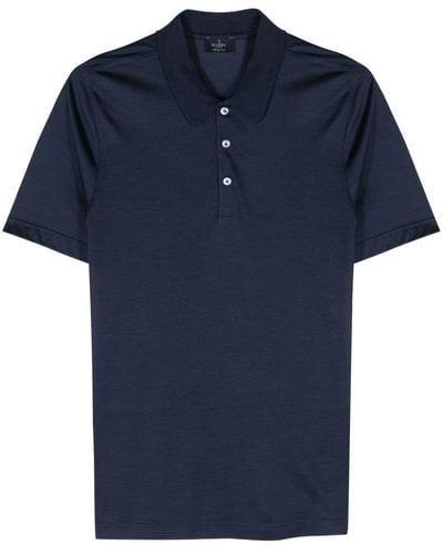 Barba Napoli Mélange Silk Polo Shirt - Blue
