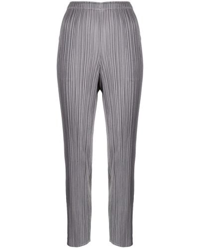 Pleats Please Issey Miyake Slim-cut Micro-pleated Pants - Grey