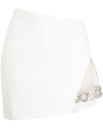 David Koma Crystal-embellished Chain-link Miniskirt - White