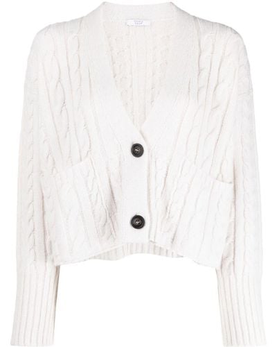 Peserico Cable-knit Crop Cardigan - White