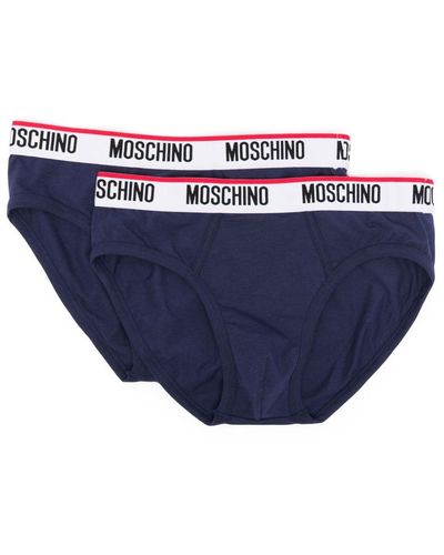 Moschino Twee Slips Met Logoband - Blauw
