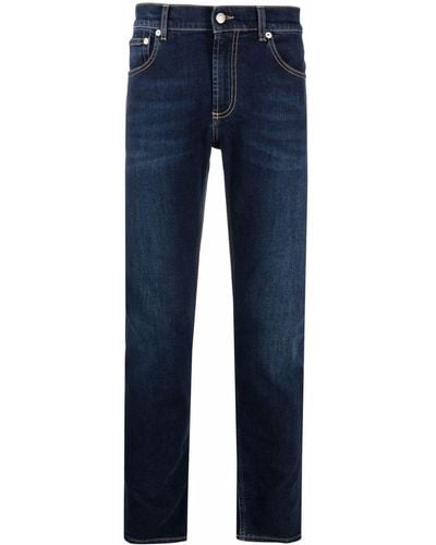 Alexander McQueen Jean skinny à logo brodé - Bleu
