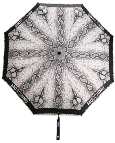 Moschino Snakeskin-print Folded Umbrella - Grey