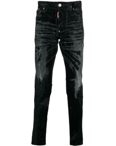 DSquared² Distressed Mid-rise Skinny Jeans - Black