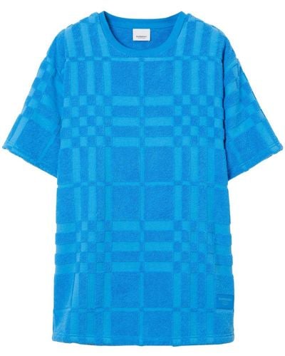 Burberry T-shirt à carreaux - Bleu