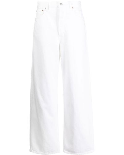 Agolde Organic-cotton Wide-leg Trousers - White