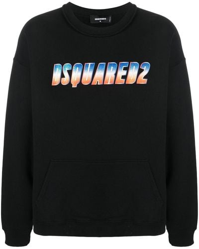 DSquared² Glittery Logo Crew Neck Sweatshirt - Zwart