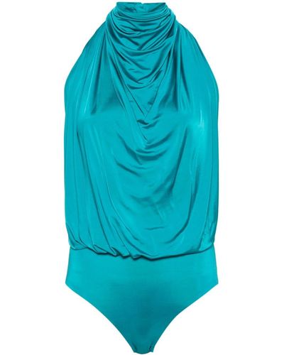 Alexandre Vauthier Body drapé à décolleté au dos - Bleu