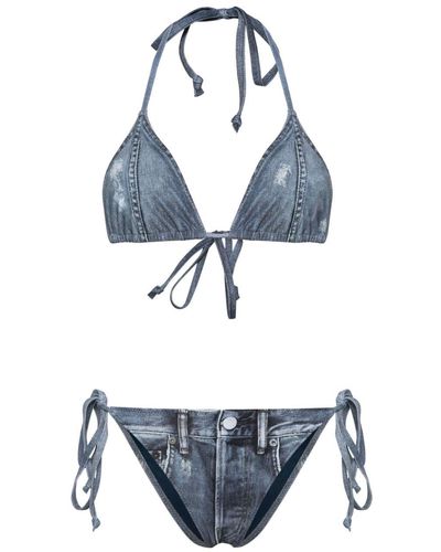 Acne Studios Bikini mit Denim-Print - Blau