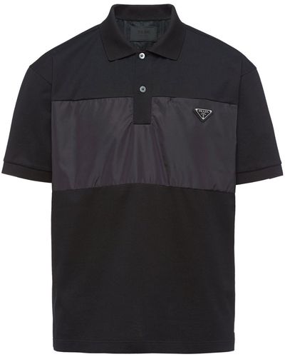 Prada Triangle-logo Piqué Polo Shirt - Black