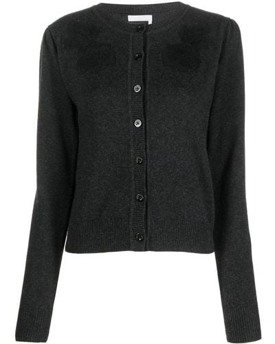 See By Chloé Lace-detail Fine-knit Cardigan - Black
