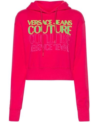 Versace Upside Down Cropped Sweatshirt - Pink