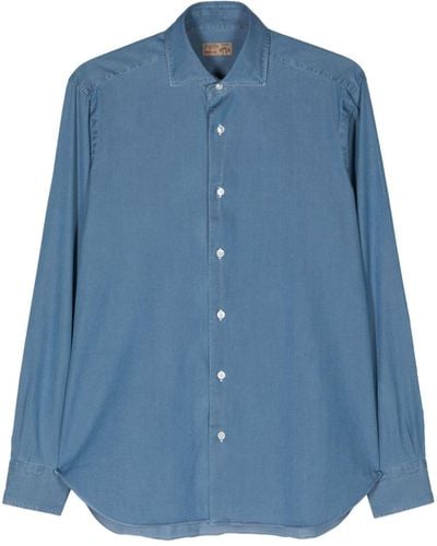 Barba Napoli Classic-collar Chambray Shirt - Blue