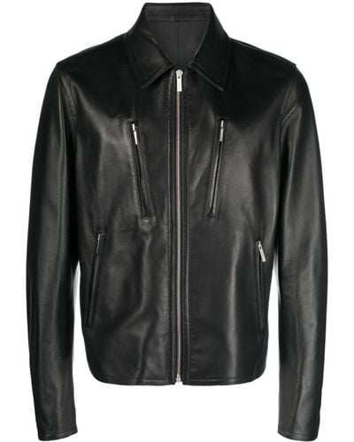 Ferragamo Leather Blouson Jacket - Men's - Lambskin - Black
