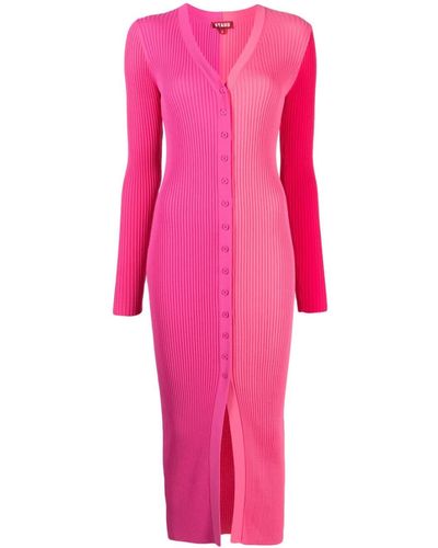 STAUD Kleid mit V-Ausschnitt - Pink
