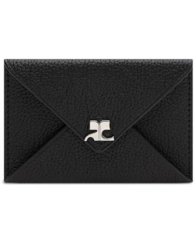 Courreges Tejus Envelope-design Leather Card Holder - Black
