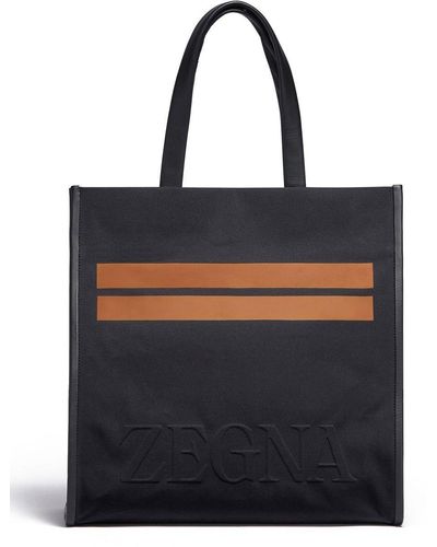 Zegna Shopper mit Logo-Prägung - Schwarz