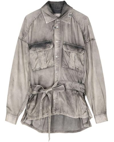 Maison Mihara Yasuhiro Bow-fastening Cotton-blend Shirt - Grey