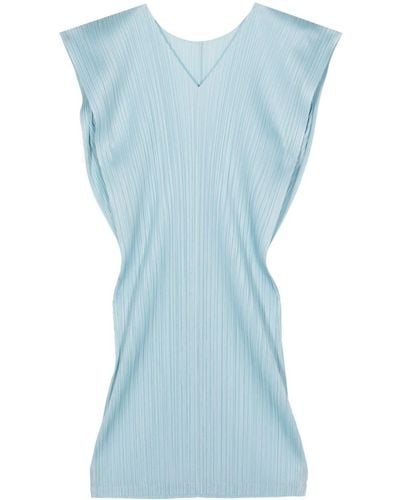 Pleats Please Issey Miyake Abito corto plissettato March - Blu