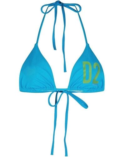 DSquared² Logo-print Halterneck Bikini Top - ブルー