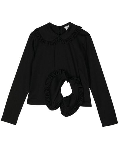 Noir Kei Ninomiya Appliquéd Cotton Blouse - Black