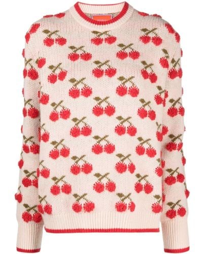La DoubleJ Cherry Intarsia-knit Sweater - Red