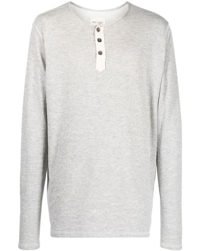 Greg Lauren T-shirt a maniche lunghe Henley - Grigio