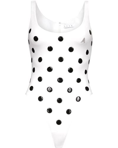 Area Polka Dot-appliqué Bodysuit - White