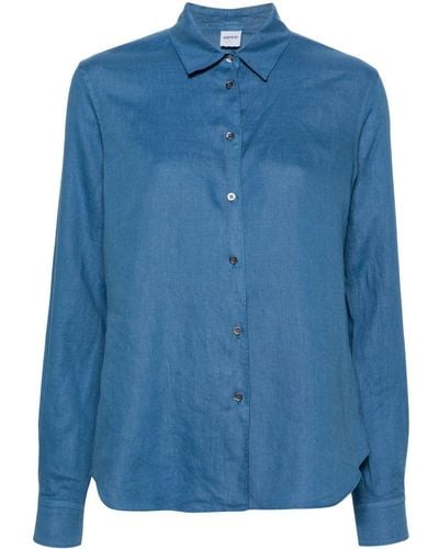 Aspesi Langärmeliges Hemd aus Leinen - Blau