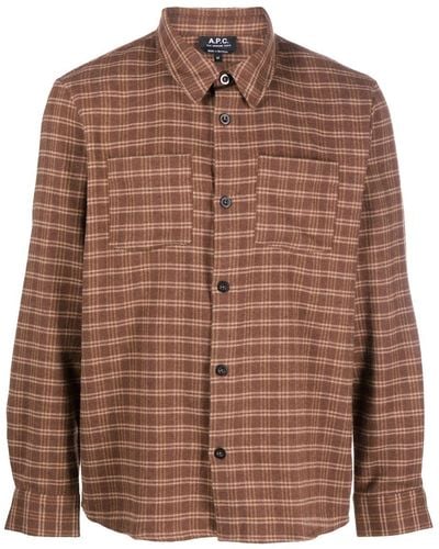 A.P.C. Check-pattern Shirt - Brown