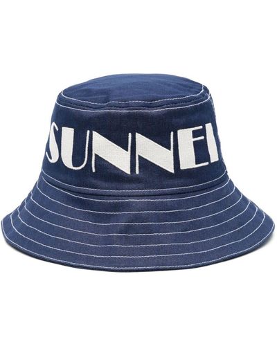 Sunnei Logo-embroidered Bucket Hat - Blue