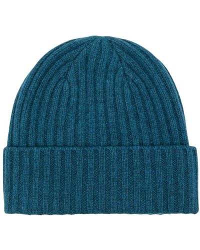 N.Peal Cashmere Chunky Rib-knit Beanie - Blue