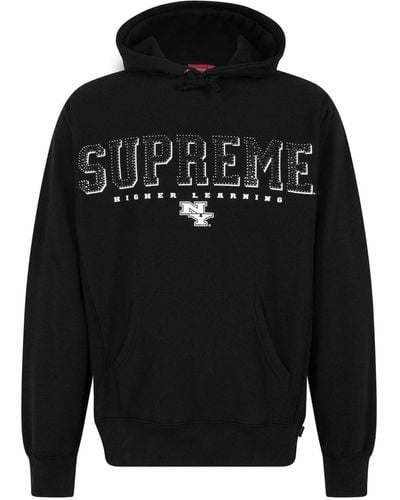 Supreme Hoodie Gems à logo strassé - Noir