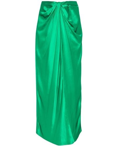 Rosetta Getty Twist-detail Silk Maxi Skirt - Green