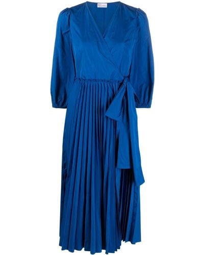 RED Valentino Plissiertes Kleid mit Schleife - Blau