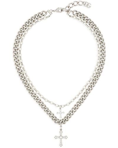 Dolce & Gabbana Cross-pendant Layered Necklace - Metallic