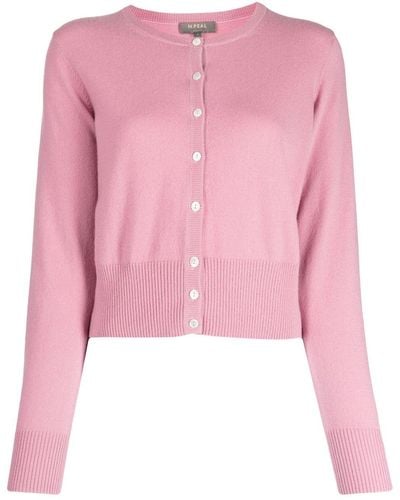N.Peal Cashmere Round-neck Cropped Cardigan - Pink
