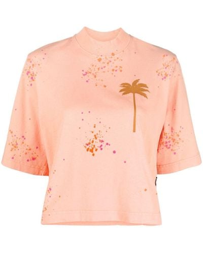 Palm Angels T-shirt crop à imprimé palmier - Rose