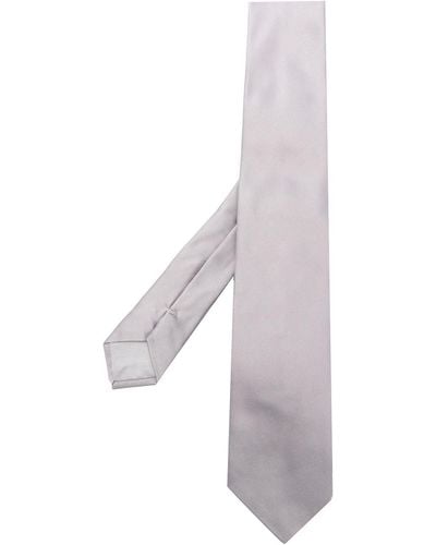Giorgio Armani Pointed-tip Silk Tie - White