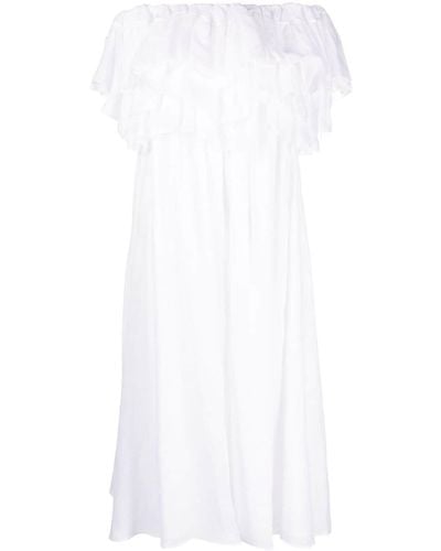Chloé Ruffled Off-shoulder Midi Dress - White