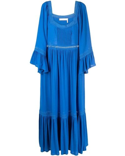 See By Chloé Square-neck Midi Dress - Blue
