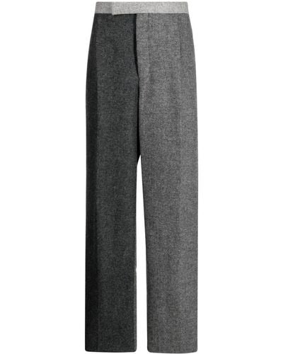 Thom Browne Two-tone Wool Wide-leg Trousers - Grey