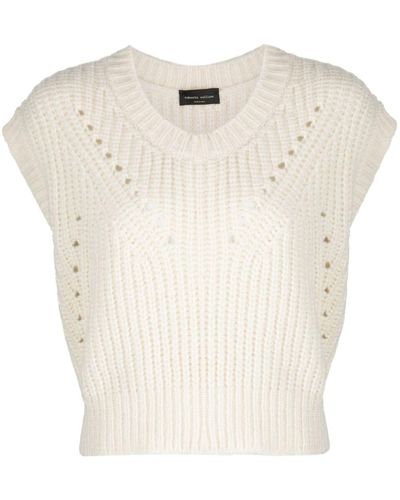 Roberto Collina Fisherman's Knit Sleeveless Vest - White