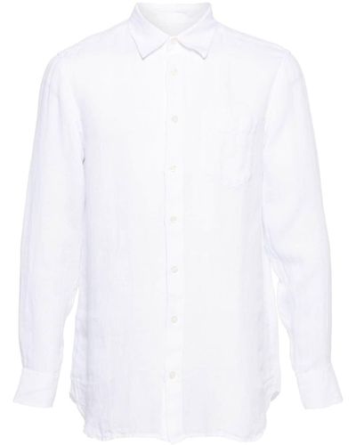 120% Lino Long-sleeve Linen Shirt - White