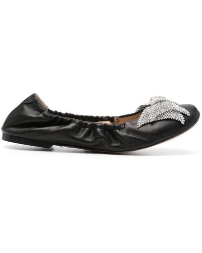 Casadei Rhinestone-bow Ballerina Shoes - Black