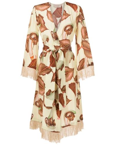 Adriana Degreas Leaf-print Robe Beach Dress - Natural
