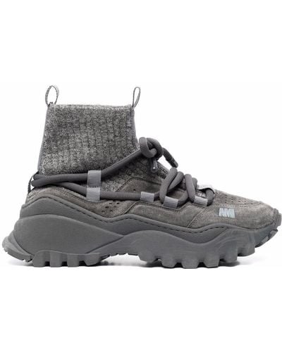 Ami Paris Otto Suede-panelled Trainers - Grey