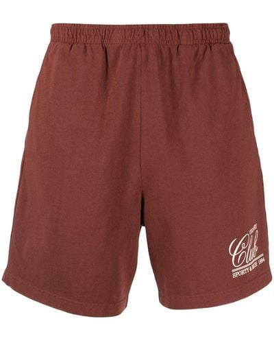 Sporty & Rich Logo-print Bermuda Shorts - Red