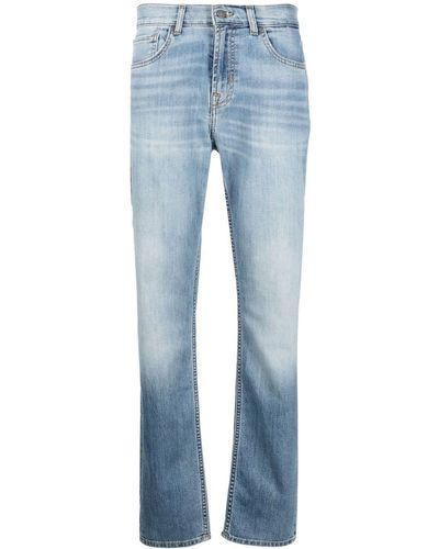 7 For All Mankind Midr-rise Straight-leg Jeans - Blue